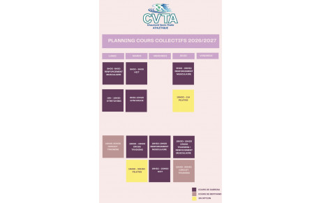 Planning des cours de la salle